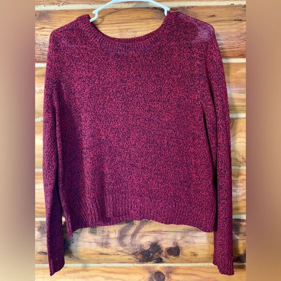 H&M DIVIDED Red Blue Marled Knit Cropped Pullover Sweater Medium - Picture 1 of 5